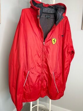 Ferrari Red Hooded Jacket with Black Mesh Lining